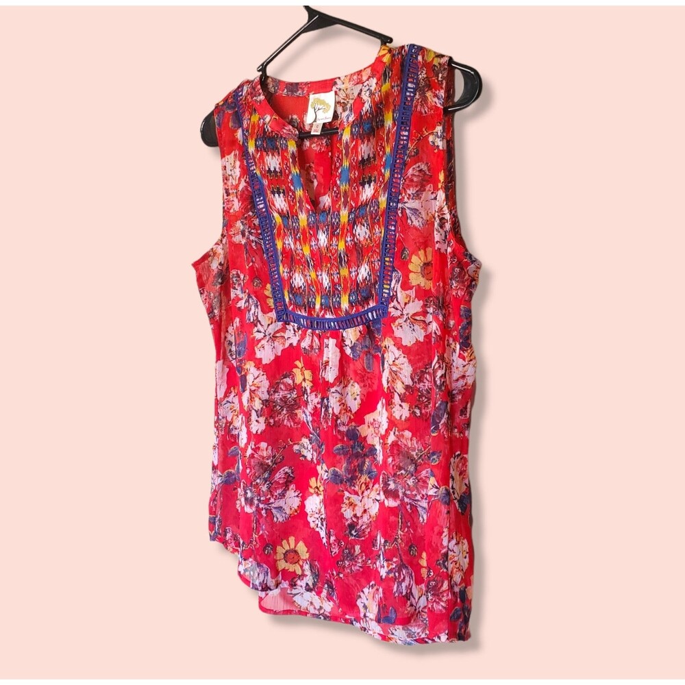 Anthropologie Fig and Flower Branded Flowy Tanktop with Embroidery, size small - Picture 2 of 4